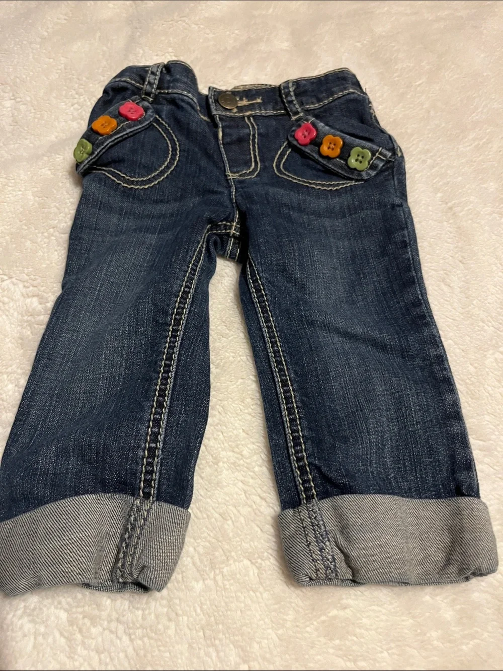 Gymboree Dark Wash Jeans with Multicolor Flower Buttons